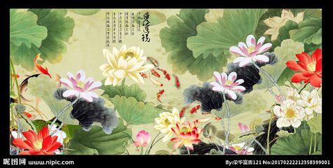 國畫荷花設計圖__傳統文化_文化藝術_設計圖庫