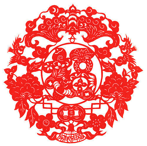 福在眼前剪紙設計圖_傳統剪紙_傳統文化_文化藝術_設計圖庫