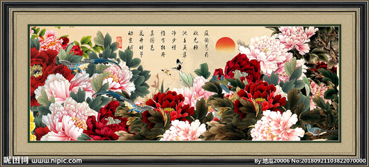 國畫牡丹設計圖__傳統文化_文化藝術_設計圖庫